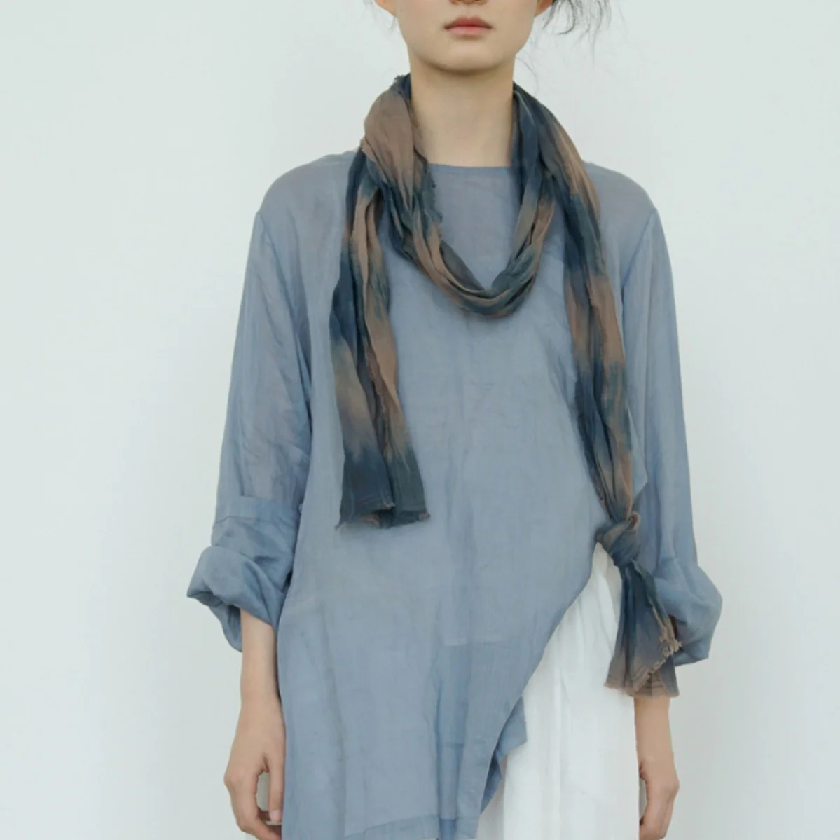 ethnic blue-dye printing lengthened ramie scarf shawl, four-season retro fashionable headscarf scarf ps ps-60 - Deanwangkt