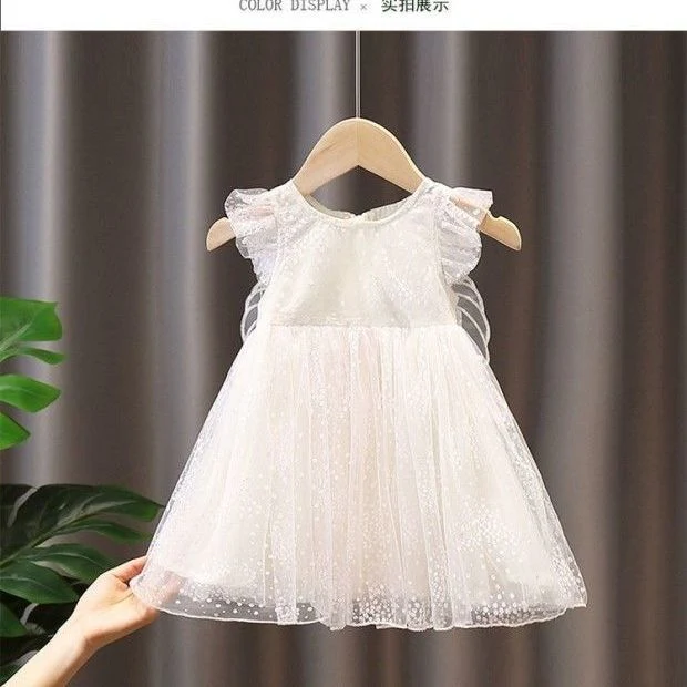Baby Net Red Wings Skirt  Summer New Korean Style Girls' Western Style Puffy Gauze Princess Dress Girls' Gauze Skirt - Deanwangkt