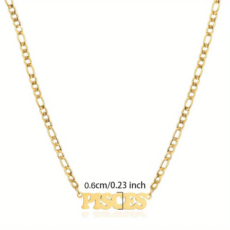 1pc Exquisite Stainless Steel Twelve Letter Pendant Necklace - Durable, Hypoallergenic, and Fashionable Jewelry Gift for Birthday and Special Occasions - Deanwangkt