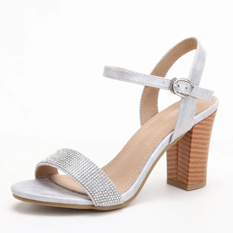 DEANWANGKT  Strap Sandals Women's Summer New Women's Shoes Women's Rhinestone Fairy Style Chunky Heel High Heels 420-1 - Deanwangkt