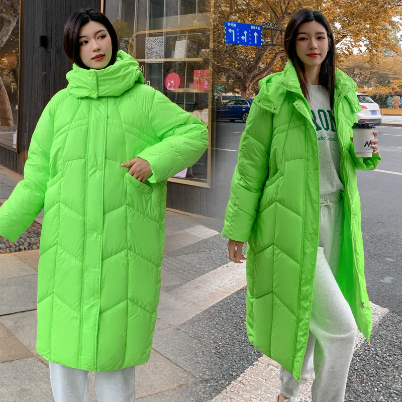 Russian cold-resistant cotton clothes women's 2023 winter new medium and long knee-length hooded cotton-padded clothes loose cotton-padded jackets trendy - Deanwangkt