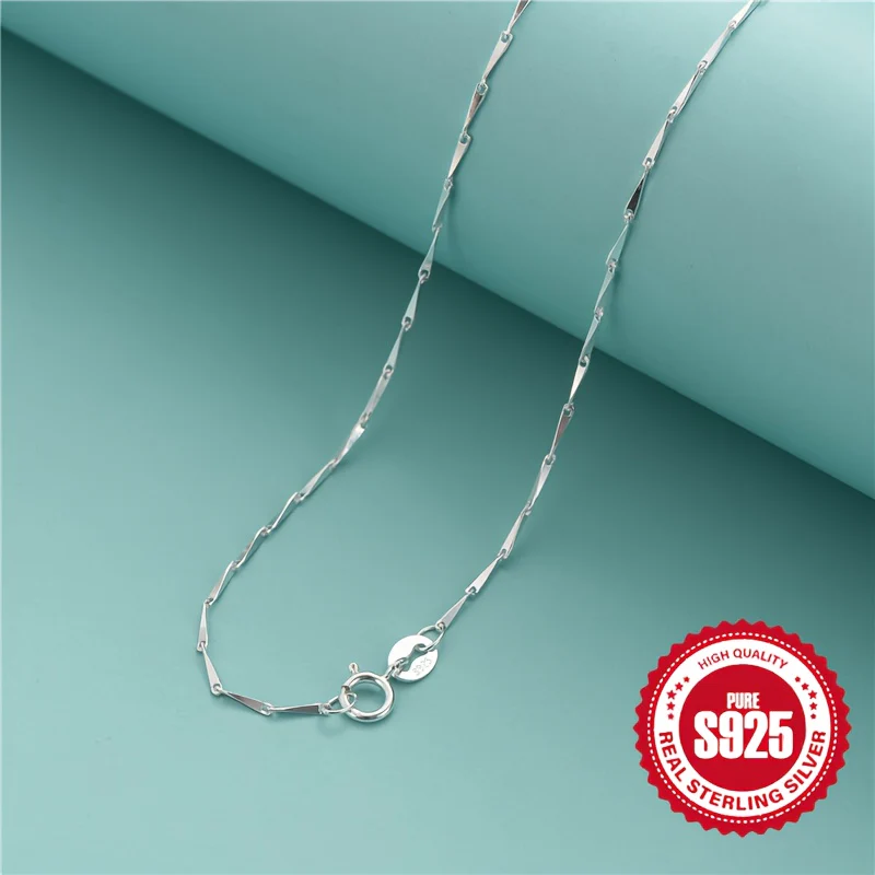 925 Sterling Silver Simple Chain Necklace Minimalist Style Hypoallergenic Chain Neck Jewelry - Deanwangkt