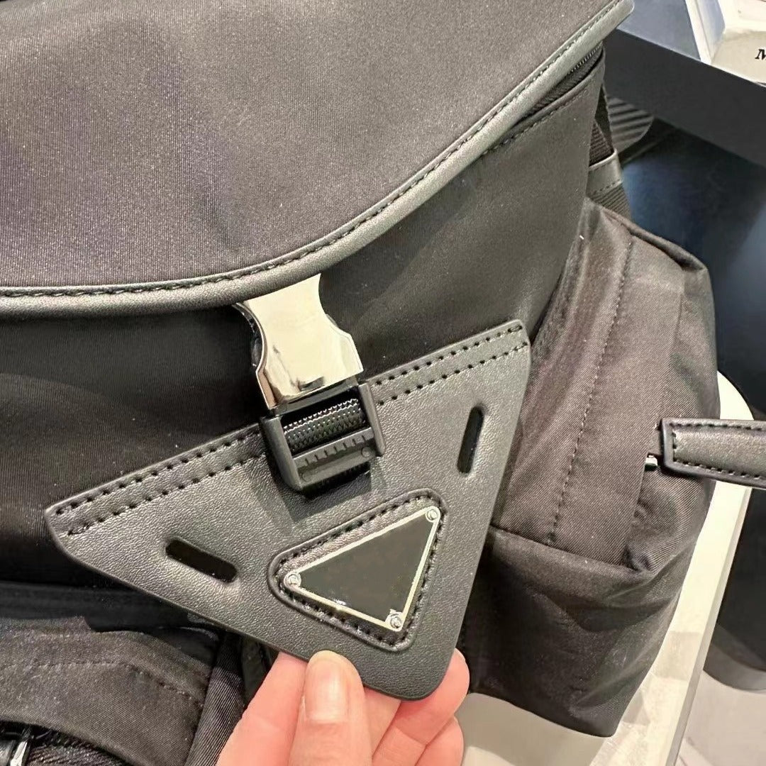 deanwangkt European Goods Spring and Summer New Single Parachute Waterproof Nylon Cloth Men's Shoulder Bag Dark Black Buckle Crossbody Messenger Bag - Deanwangkt