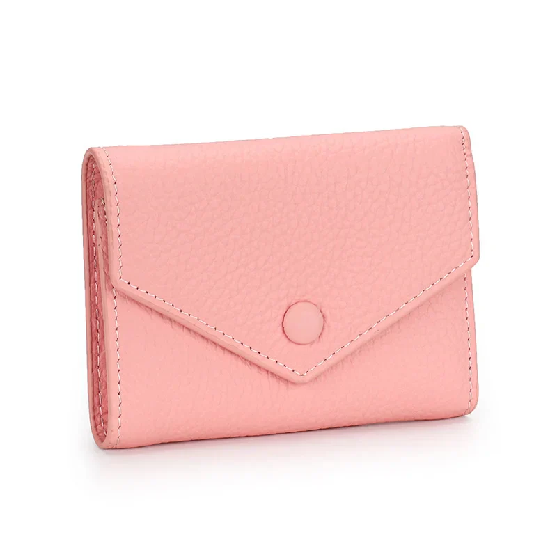 Genuine Leather Women's Foldable Cowhide Short Wallet Fashion Envelope Triple Fold Purse Wallet - Deanwangkt