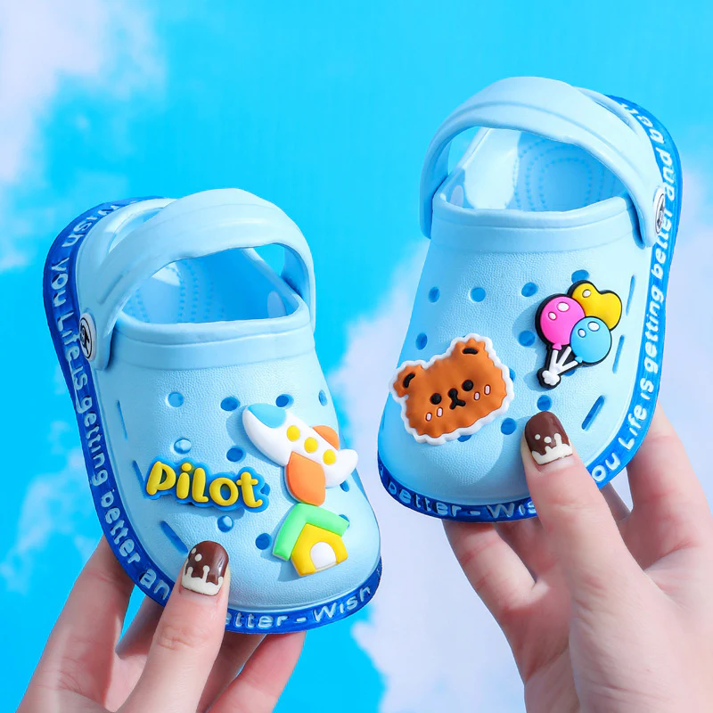 DEANWANGKT Eva Children's Closed Toe Hole Shoes Summer Girls Boys Baby Indoor Soft Bottom Non-Slip Kid's Cartoon Sandals - Deanwangkt
