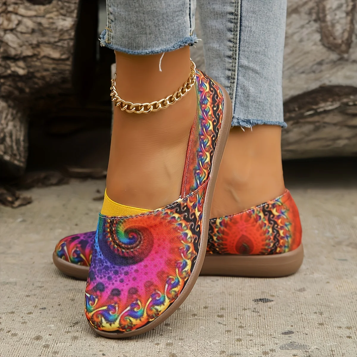 Women's Colorful Flat Shoes, Casual Slip On Closed Toe Shoes, Lightweight & Comfortable Shoes - Deanwangkt