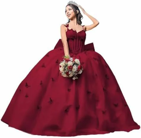 2025new evening dress one-word shoulder tube top adult dress princess dress three-dimensional butterfly dress - Deanwangkt