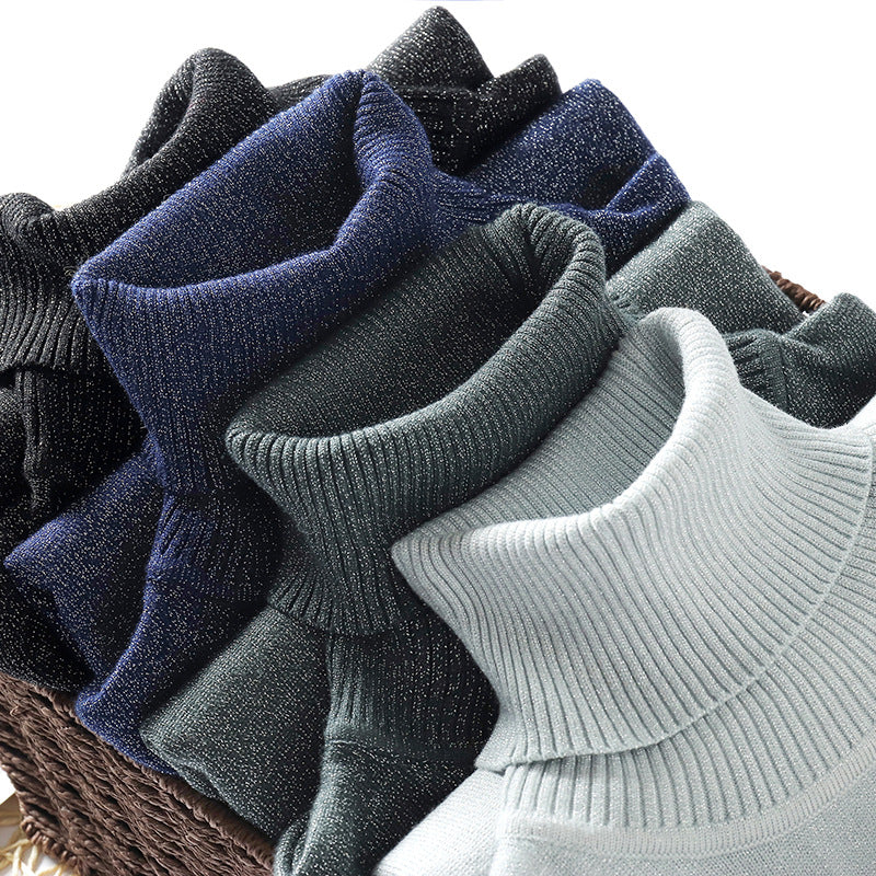 DEANWANGKT 2018 new simple women's sweater turtleneck long-sleeved thick knitted bright thread jumper slim Korean version bottoming shirt - Deanwangkt