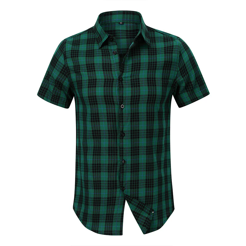 DEANWANGKT 2025 Cross-border men's casual Hawaiian shirt Popular trade men's short-sleeved shirt men's shirt wholesale  plaid shirt - Deanwangkt