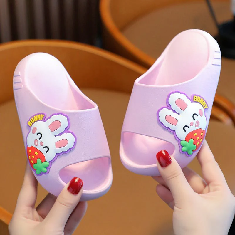 DEANWANGKT Children's Rabbit Dinosaur Cartoon Boys and Girls Princess Indoor and Outdoor Bathroom Soft Bottom Non-Slip Slippers One Piece Dropshipping Summer - Deanwangkt