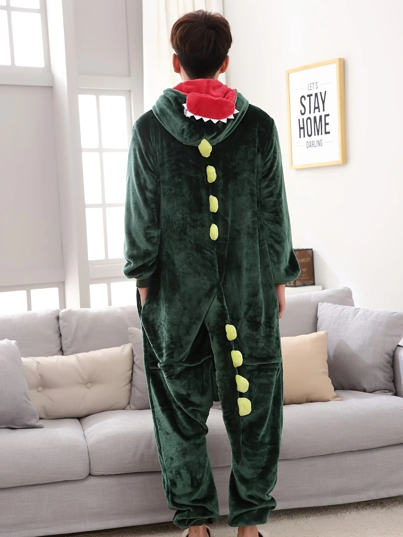 Comfy Unisex Dinosaur Onesie Pajamas - Hooded, Durable Knit for Parties & Cosplay - Deanwangkt