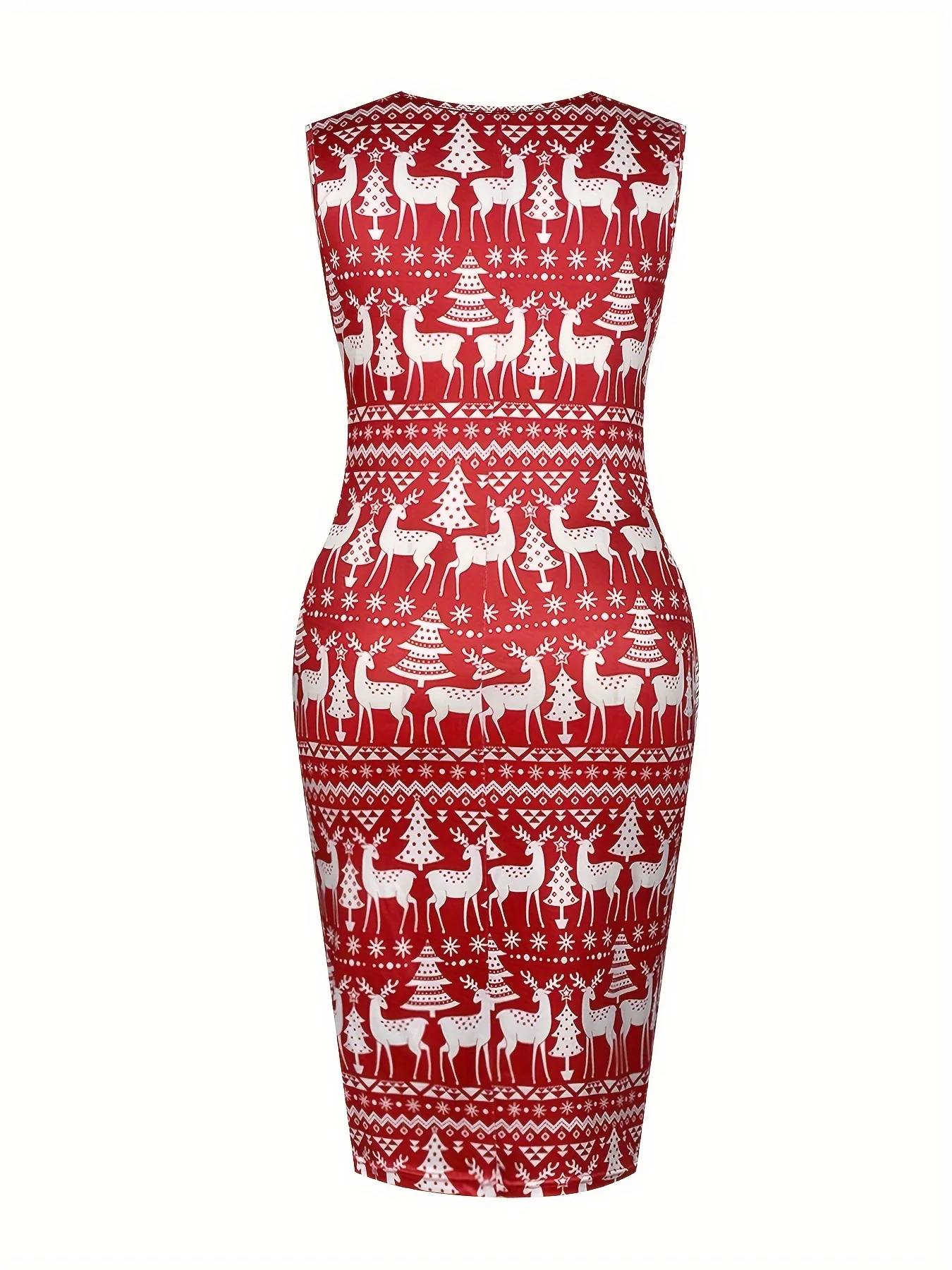 Elegant Plus Size Women's Christmas Outfit - Long Sleeve Open Front Jacket & Animal Print Dress Set, Stretchy Polyester Blend, Machine Washable - Deanwangkt