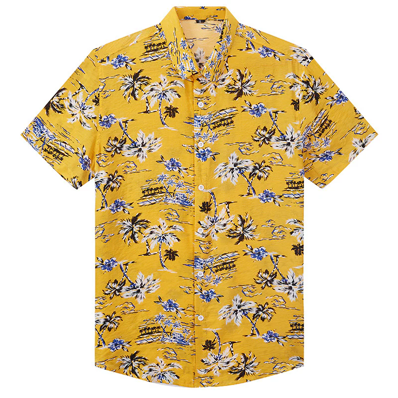 DEANWANGKT 2025 Hawaiian Printed Short Sleeve Flower Shirt, Men's Beauty Size Summer Beach Loose Hot Trade Men's Shirt - Deanwangkt