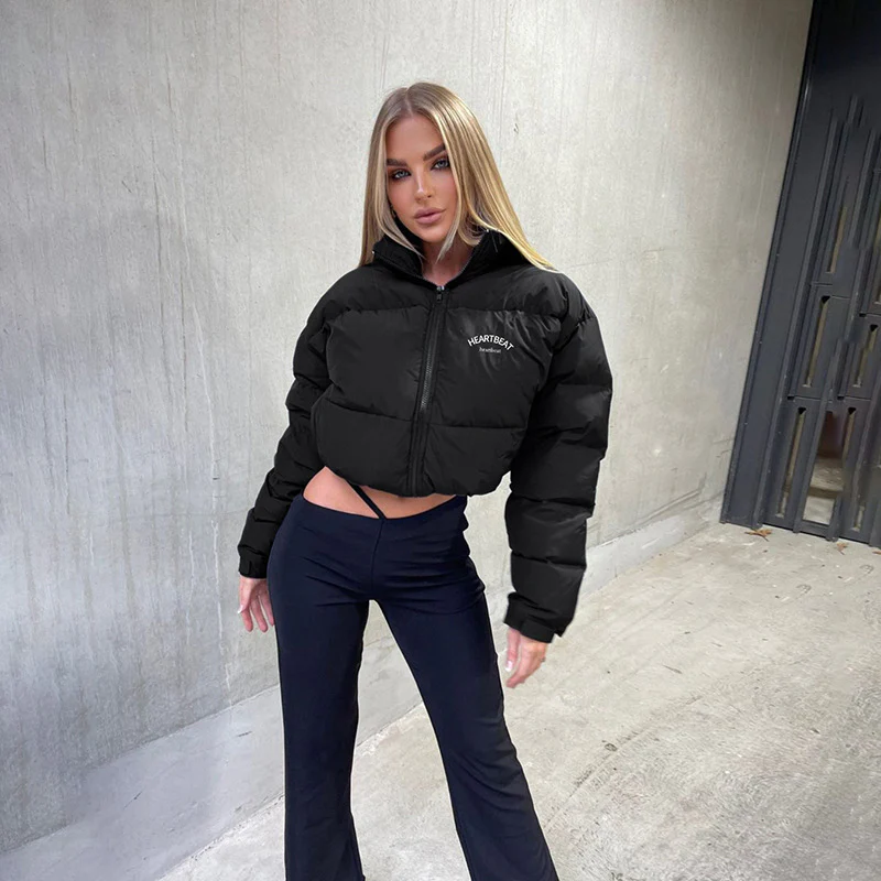 INS European and American style New autumn and winter women's clothing new fashion design stand-up collar zipper pocket casual warm cotton-padded clothes women - Deanwangkt
