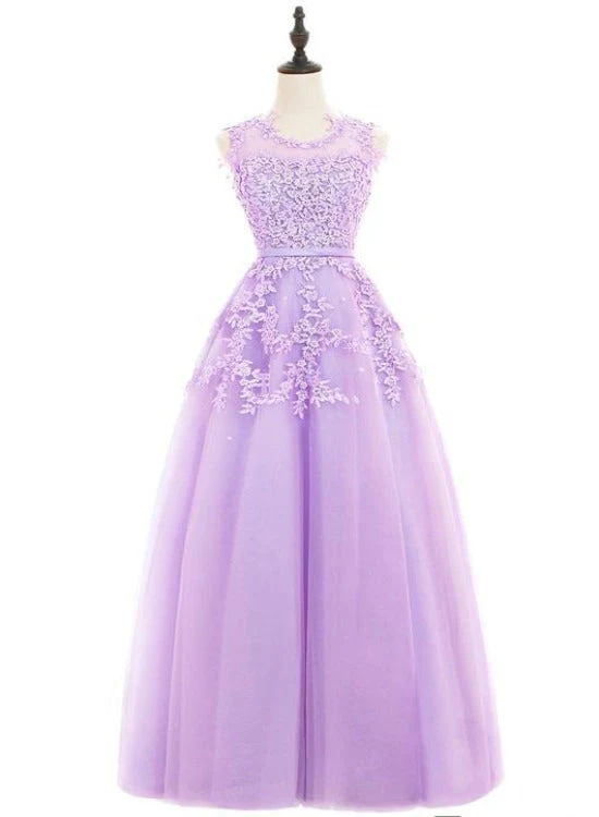 Solvbao Beautiful Purple Ball Gown Tulle Long Party Dress, A-line Prom Dress - Deanwangkt