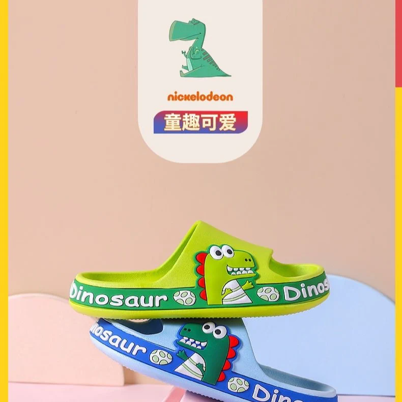 DEANWANGKT Summer Girls' Non-Slip Dinosaur Fun Boys Indoor Cute Cartoon Children's Slippers Bathroom Outdoor Wear Shit Feeling - Deanwangkt