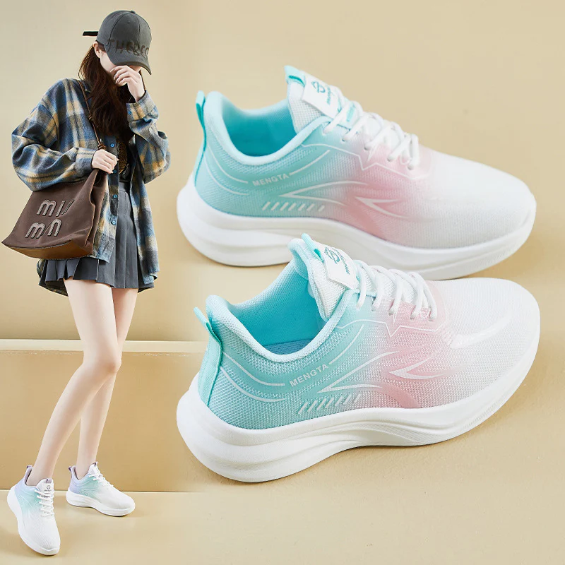 2025 ins Korean version of flying woven shoes  spring new student sports shoes fitness running casual shoes height increase FZ6607 - Deanwangkt