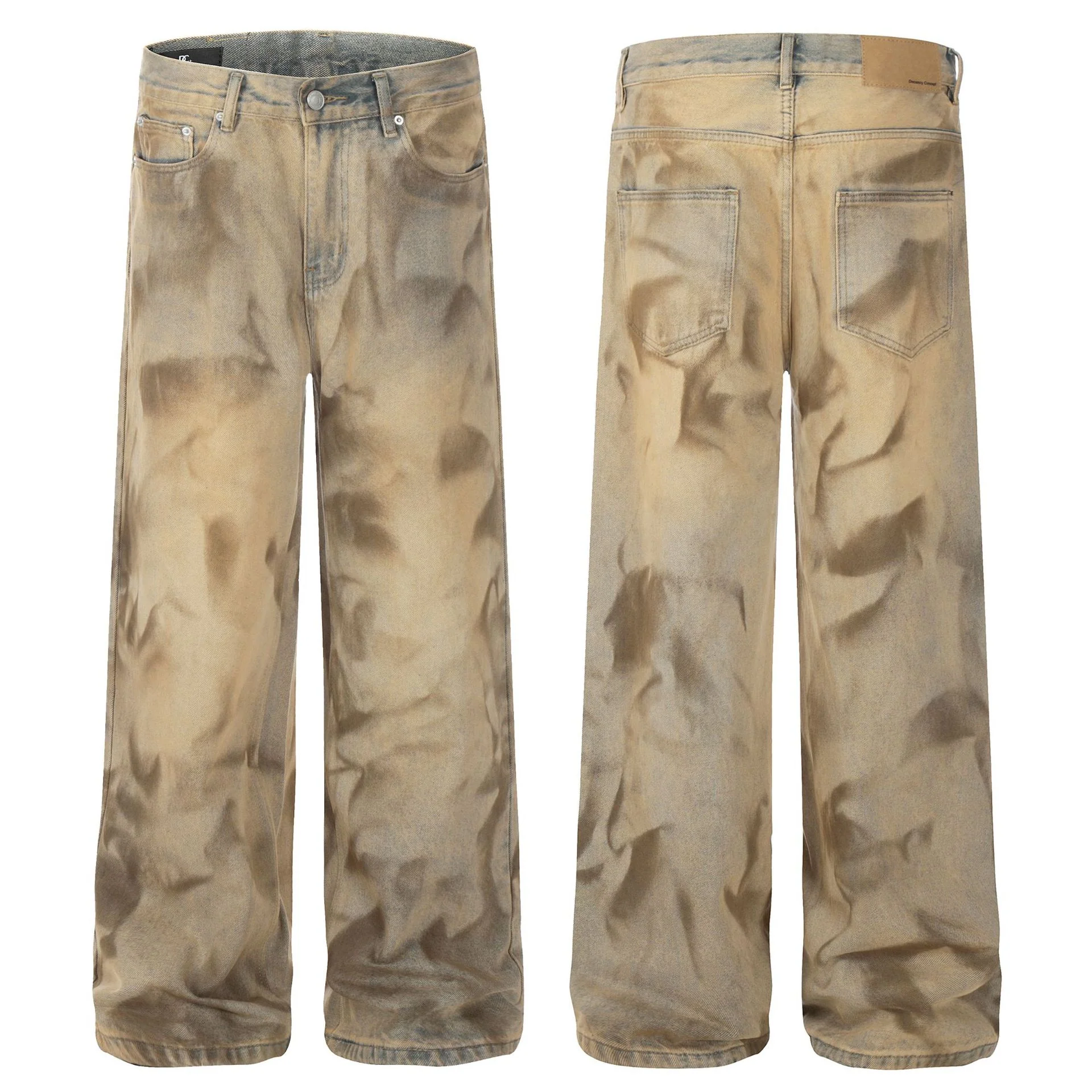 FX061 2025n retro popular trendy neutral water wash dirty old sense design high sense men's loose jeans - Deanwangkt