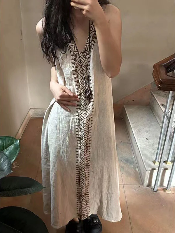 2025 Cold department, high-end sense, unique and beautiful temperament, retro beige sleeveless dress, children's popular summer model - Deanwangkt