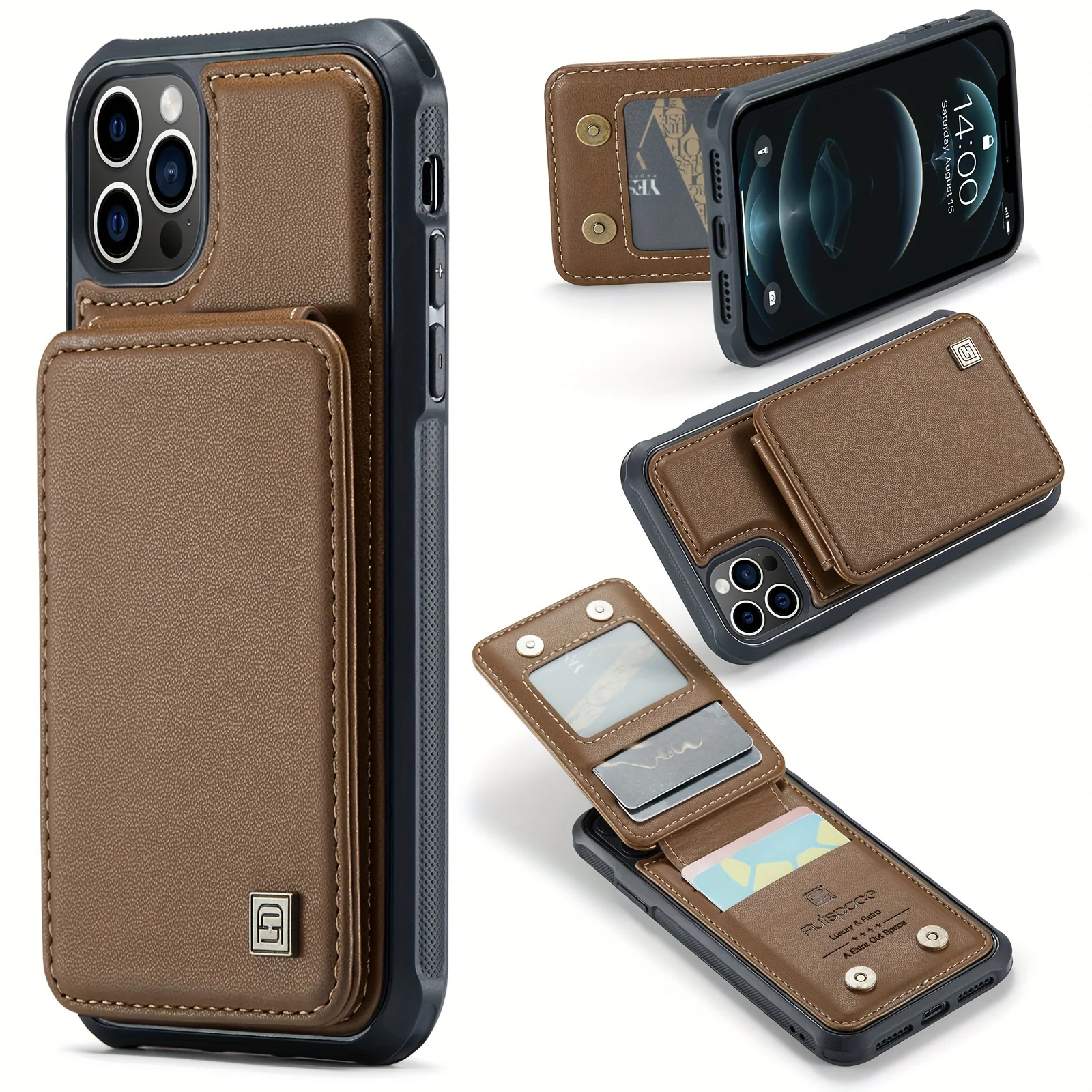 Durable Phone Case with Card Wallet & Anti-theft Compartment - For Couples - Secure Fit for iPhone 14 Pro Max, 12 mini, 11 Pro - Car Mount Ready - Deanwangkt