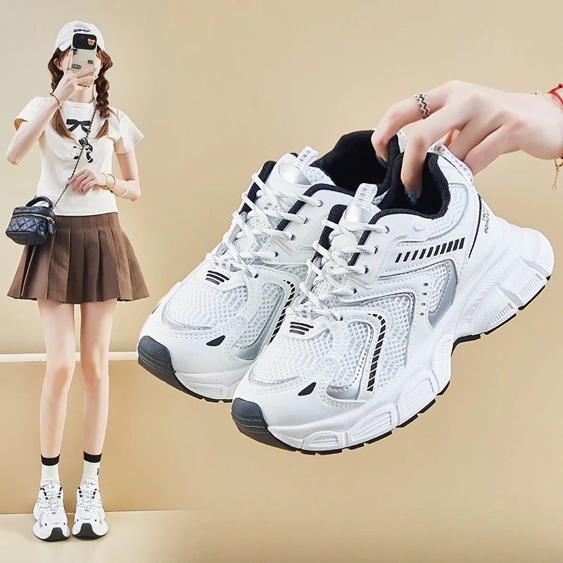 2025 ins Korean version of the new dad shoes girl  spring student running exercise heightening casual mesh breathable LD008 - Deanwangkt