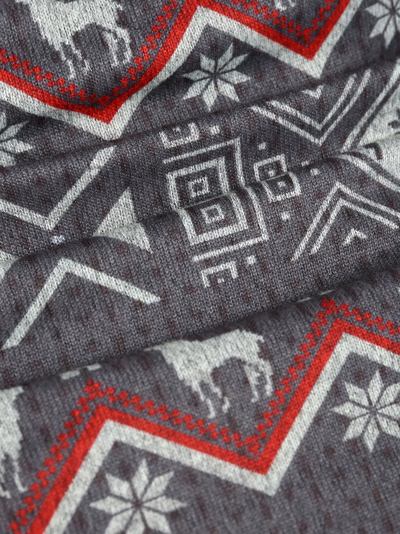 Christmas Pattern Off Shoulder Sweater - Casual, Long Sleeve, Button Front, Asymmetrical, Festive Holiday Wear for Women - Deanwangkt