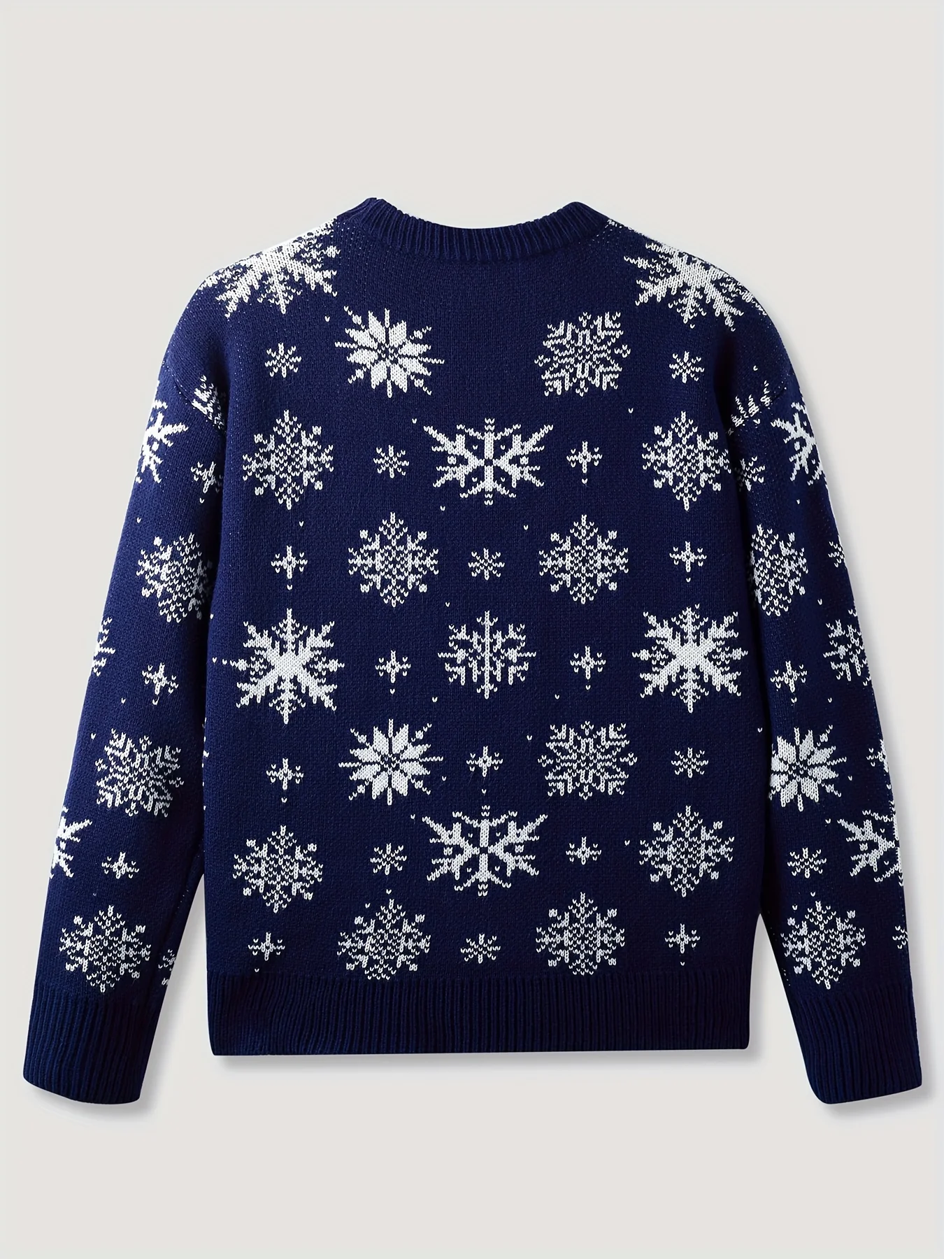 Cozy Snowflake Pattern Crew Neck Sweater - Women's Pullovers - Soft, Casual, Long Sleeve Sweater for Fall & Winter, Warm, Fashionable, and Comfortable Clothing for Ladies - Deanwangkt