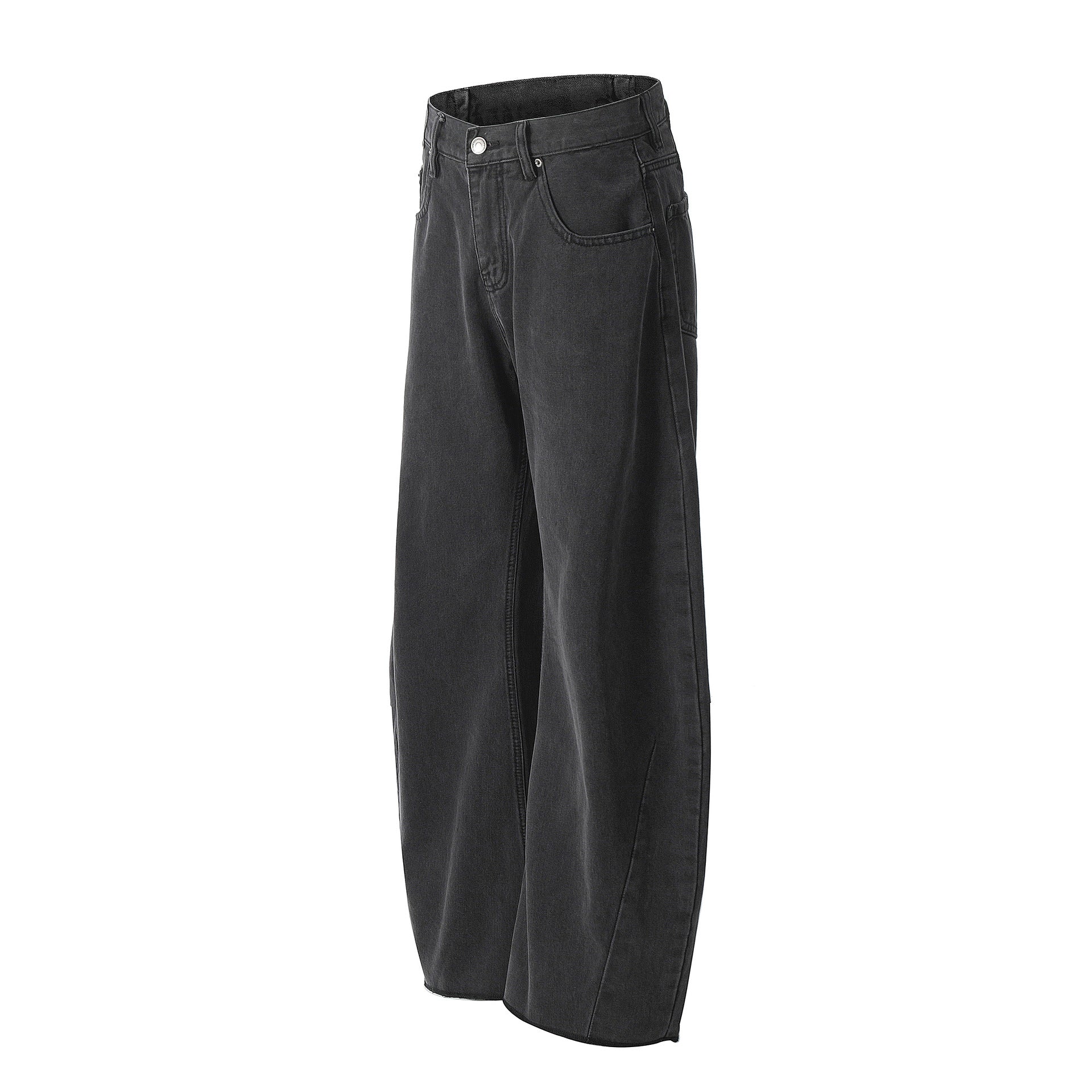 G6661 2025n retro 2025 men's and women's high-end washed black design men's loose scimitar jeans - Deanwangkt