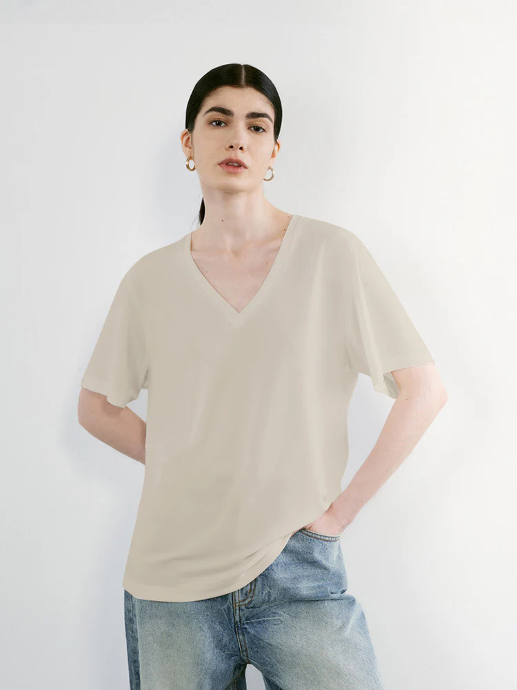 Siyuan, Japanese Knitted Triacetic Acid Cool Anti-Wrinkle Smoothie Lazy Loose Sunscreen T-Shirt Short Sleeve Women 7732 + 773 - Deanwangkt