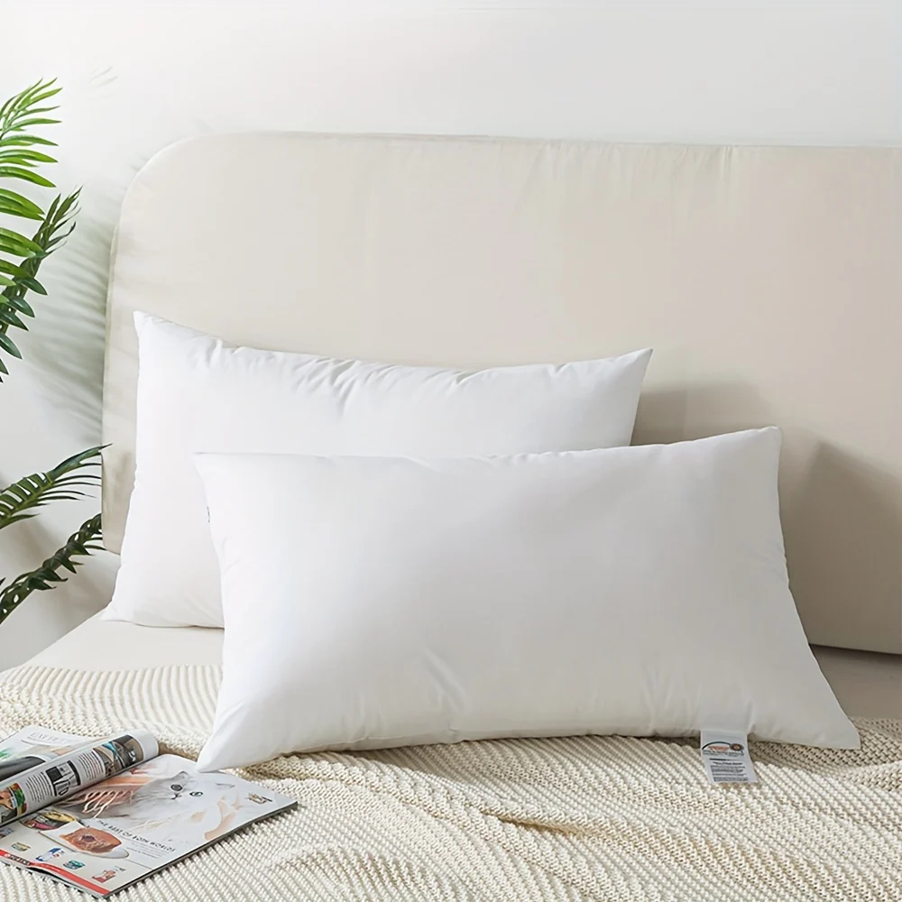 Ultra-Soft & Fluffy Rectangular Pillow - White, High-Quality Polyester Cover, Skin-Friendly & Breathable, Versatile for All Seasons, Machine Washable - Deanwangkt