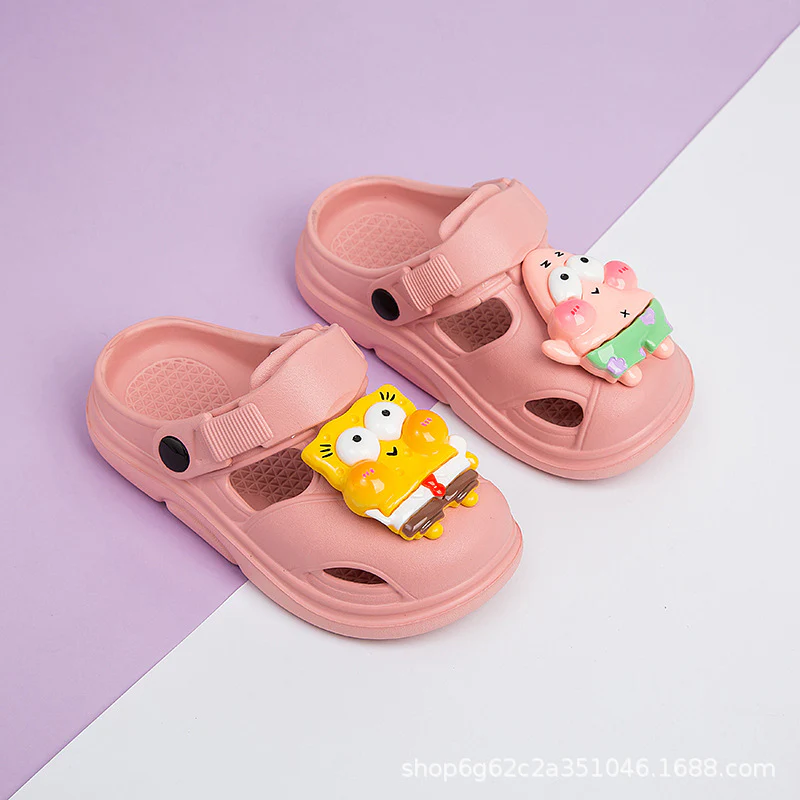 DEANWANGKT Soft Bottom Comfortable Spring and Summer Older Younger Child Closed Toe Half Slippers Summer Children Baby Cute Cartoon Slippers - Deanwangkt