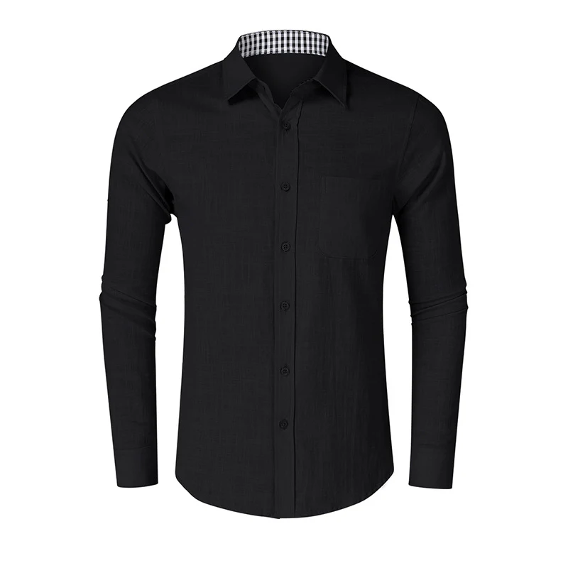 DEANWANGKT 2025 men's linen shirt men's autumn and winter long-sleeved shirt Popular trade large size men's jacket shirt wholesale - Deanwangkt