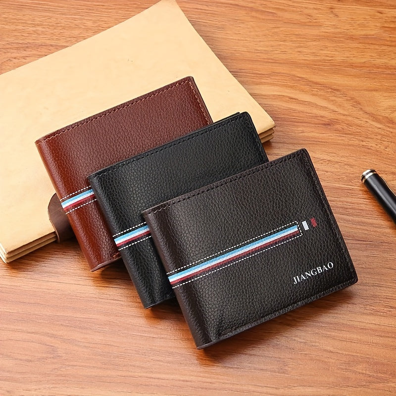 Multi-Card Horizontal Short Wallet for Men - Premium PU Leather, Spacious Card Holder, and Casual Going-Out Accessory - Easy-to-Carry and Durable PVC Construction, Do Not Wash - Deanwangkt
