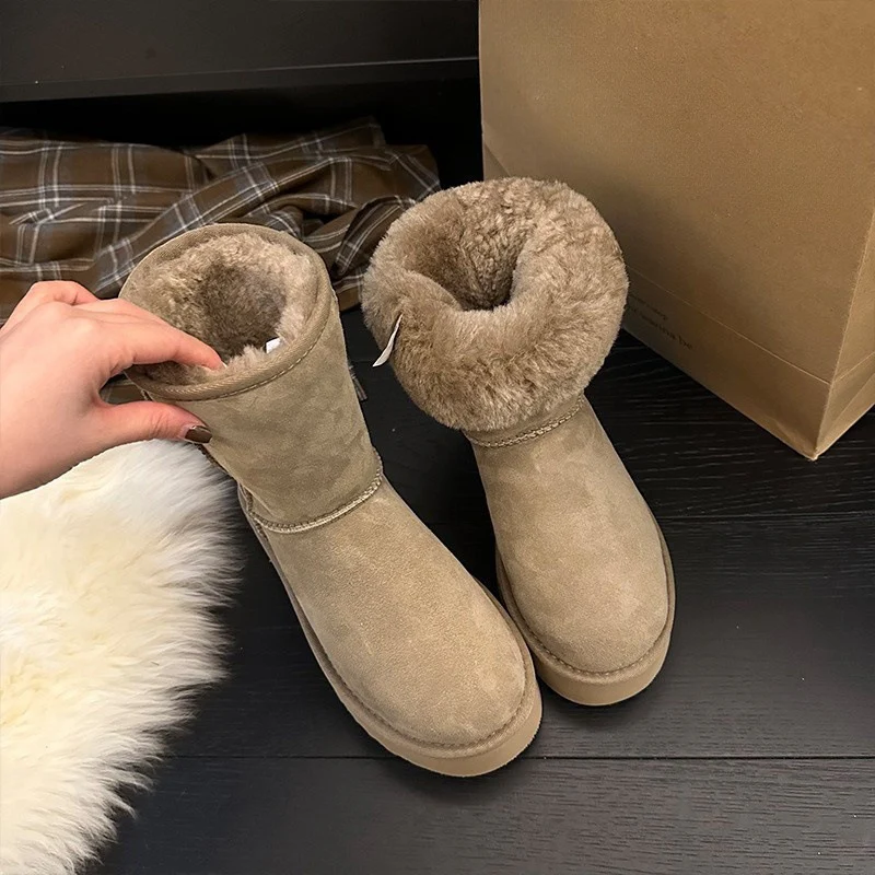 2025  Winter snow boots women's thick soles increase in height two wear medium boots non-slip cotton shoes short boots tide - Deanwangkt