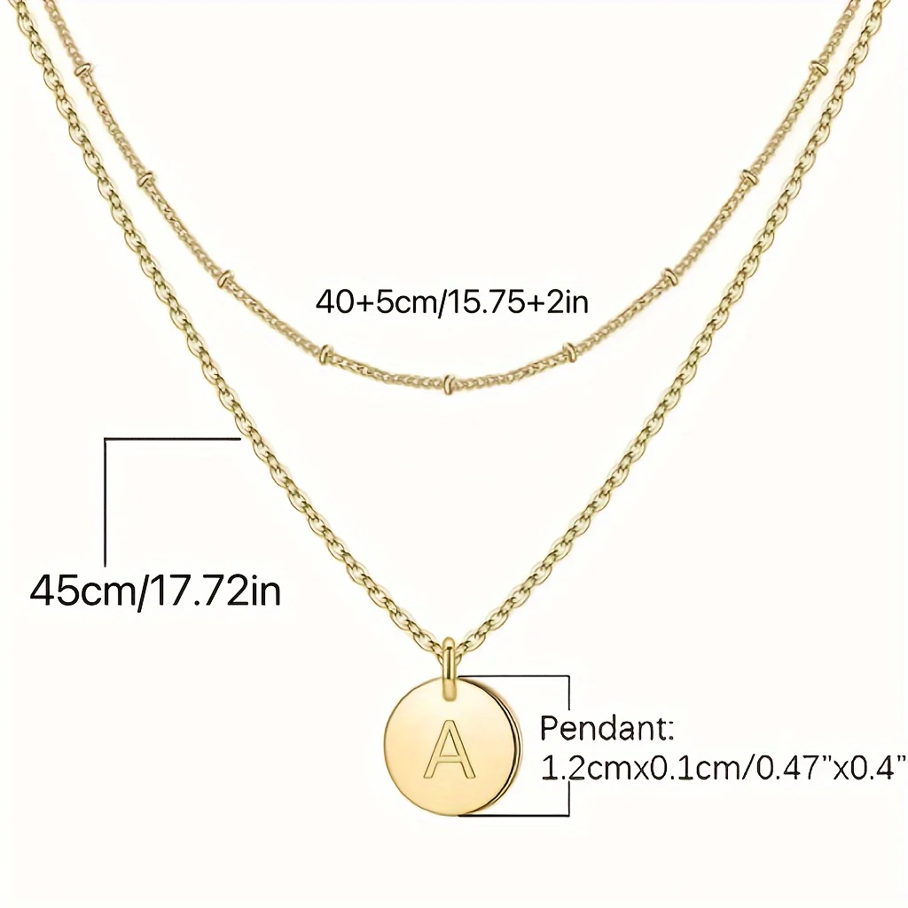 Layered Initial English Letter Necklace For Women 14K Plated Letter Necklace Dainty Layered Necklace For Women - Deanwangkt
