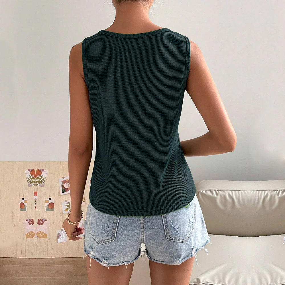 Hot trade New  women's clothing  u-neck sleeveless casual waffle home wear vest top spot - Deanwangkt