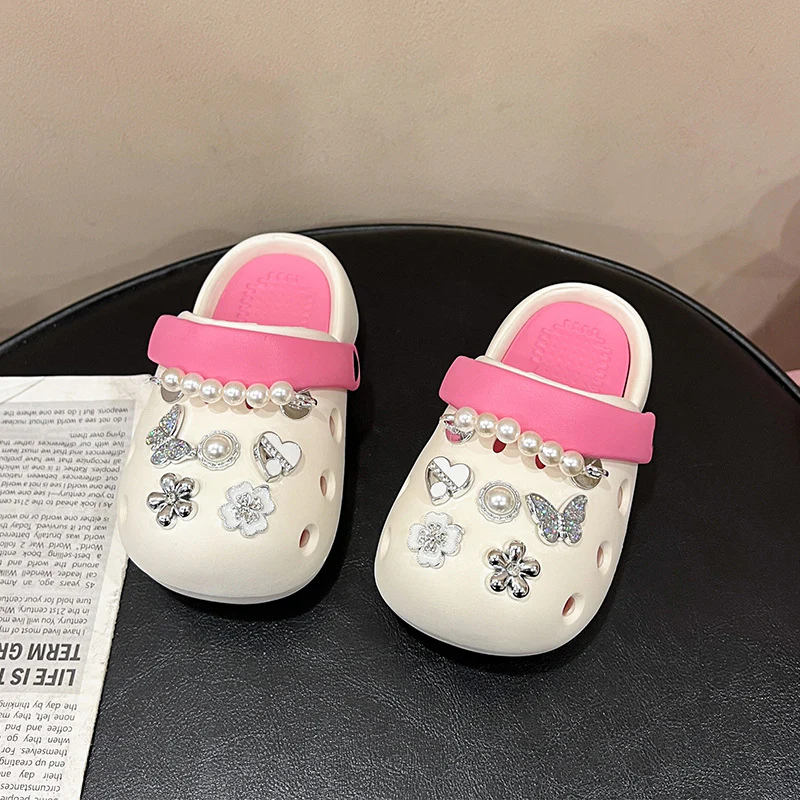 DEANWANGKT Children's Slippers Parent-Child Girls Summer New Home Soft Bottom Hole Shoes Girls Beach Slippers Boys Outdoor Wear - Deanwangkt