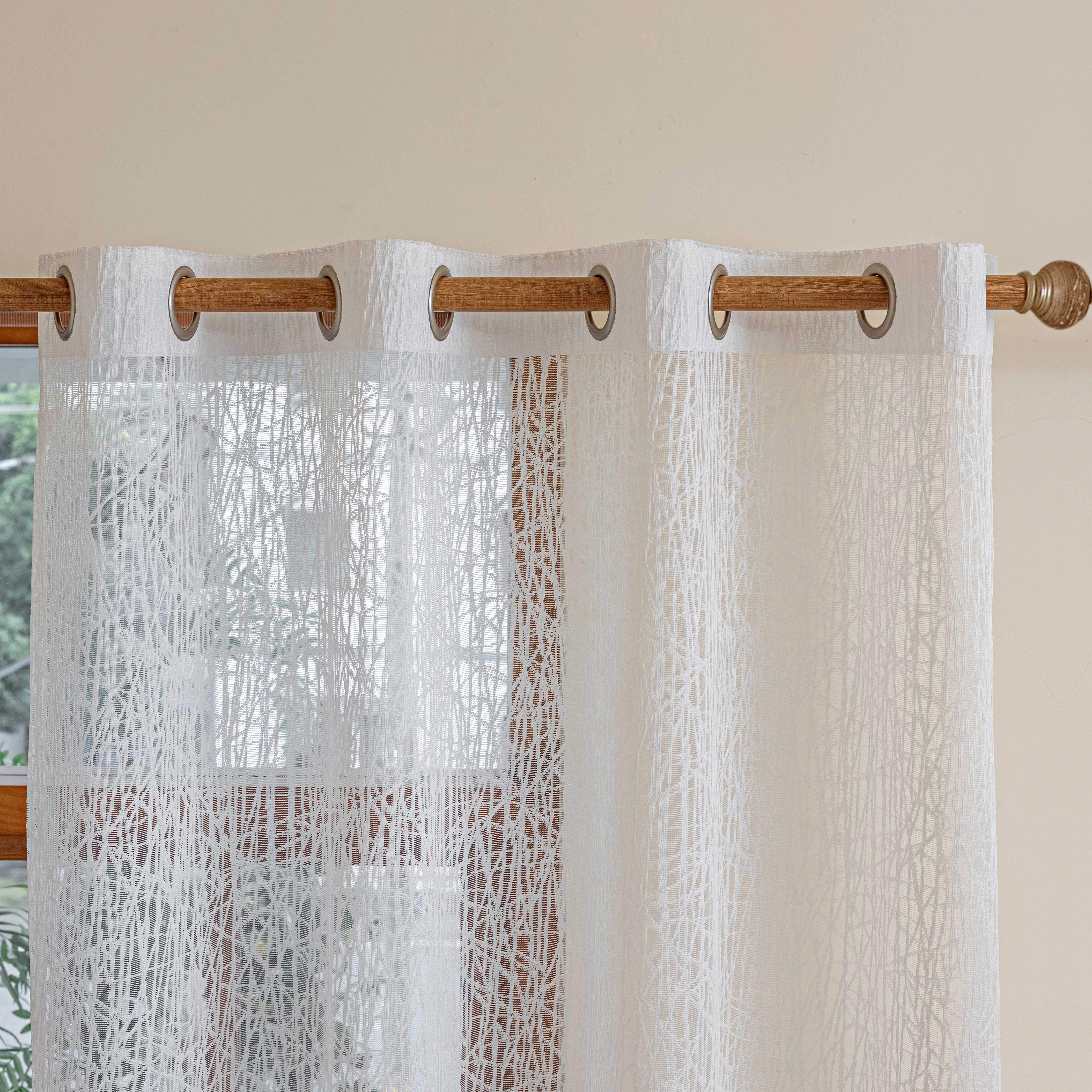 1pc Elegant Grid Sheer Curtain with Grommet Top - Enhance Your Home Decor with Soft Filtered Light, Perfect for Living Room, Bedroom, Kitchen, Patio, and Villa - Easy to Install and Maintain - Deanwangkt