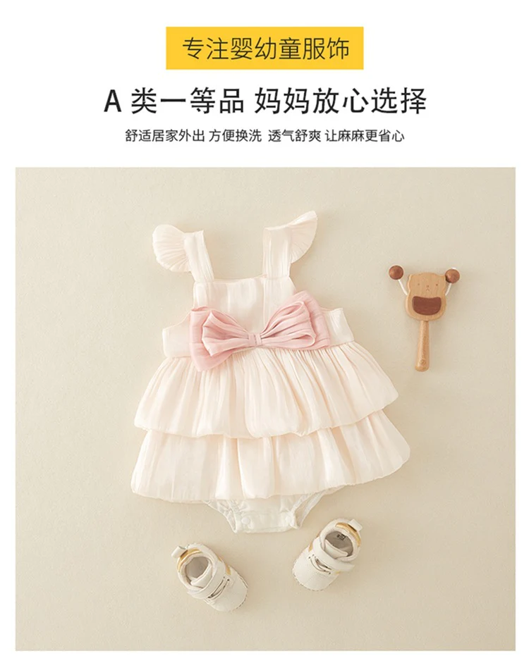 Baby Dress Summer Clothes Baby Girl One-Piece Baby Bloomer with Skirt Newborn First Month Old 100 Days Old Years Old Children's Princess Gown - Deanwangkt
