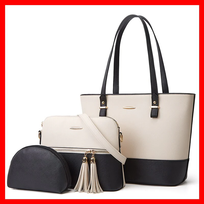 deanwangkt - Women's Handbag Shoulder Bag 3 Pieces Set Messenger Hand Bag Wallet Ladies Designer Luxury PU Leather Purse - Deanwangkt