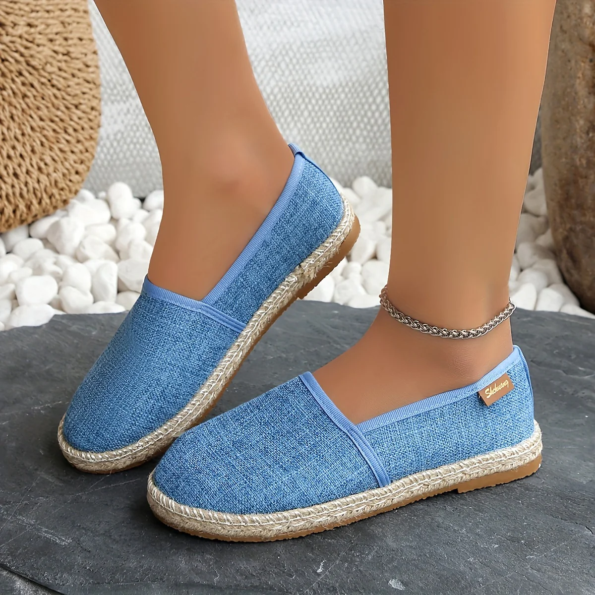 Womens Comfortable Canvas Slip-On Loafers - Lightweight, Breathable, and Flat Espadrille Shoes for Summer Walking - Fabric Inner, TPU Sole, and Plain Toe Design - Deanwangkt