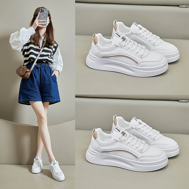 2025 Little white shoes women's  summer new breathable student board shoes ins Korean version flat net shoes casual shoes women SH635 - Deanwangkt