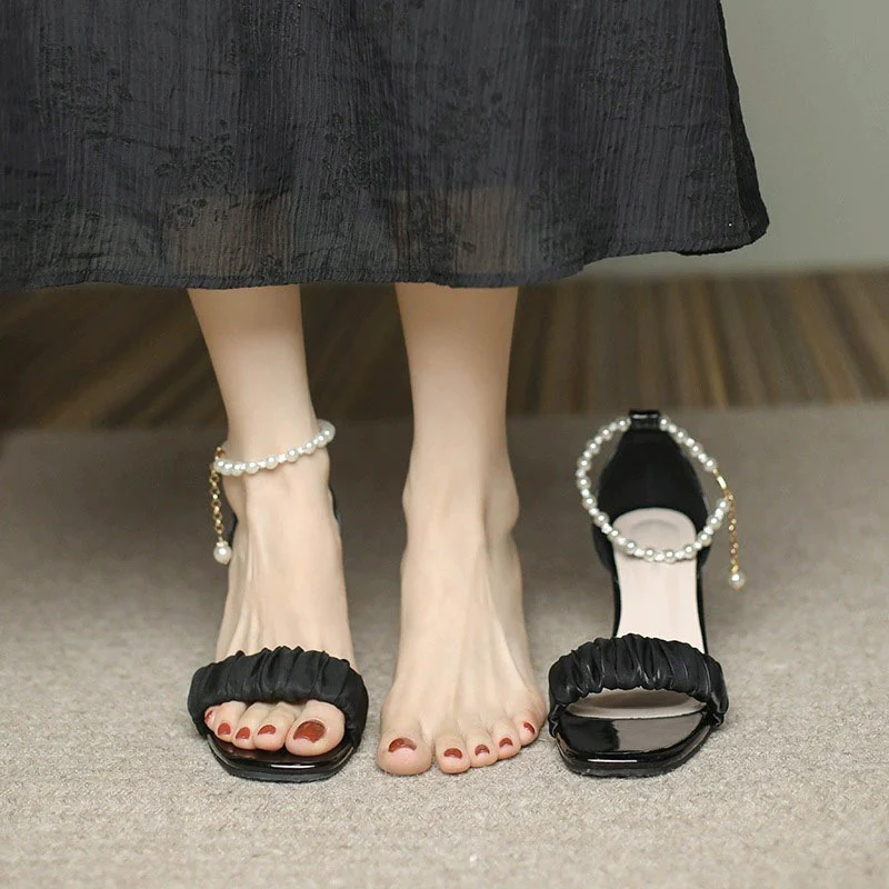 DEANWANGK  Thick High Heel Sandals for Women  Summer New Fashion Fairy Style All-Match Sandals High-Profile Figure Buckle Sandals for Women - Deanwangkt