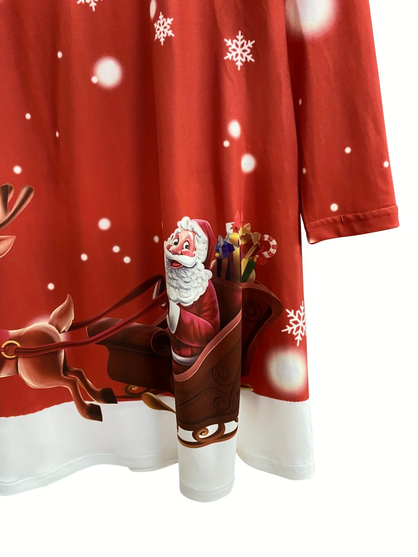 Girls' Festive Christmas Dress - Working Santa Pattern Round Neck Long Sleeve Dress for Holiday Season - Deanwangkt