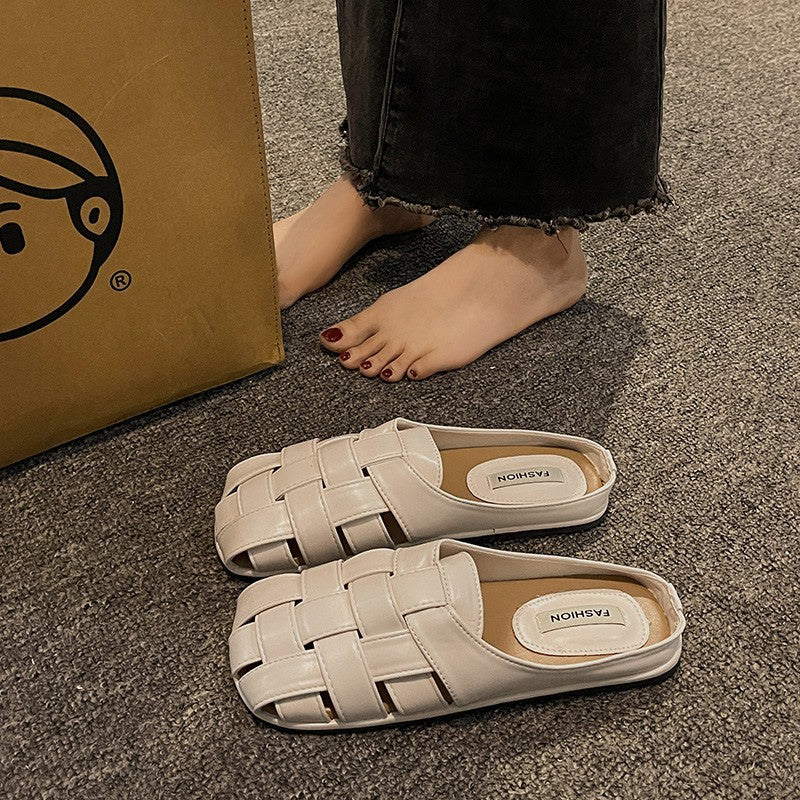 DEANWANGKT  Closed Toe Sandals for Women  Summer New Fairy Style with Skirt Flat Bottom Slip-on Beach Sandals Foreign Trade Shoes - Deanwangkt