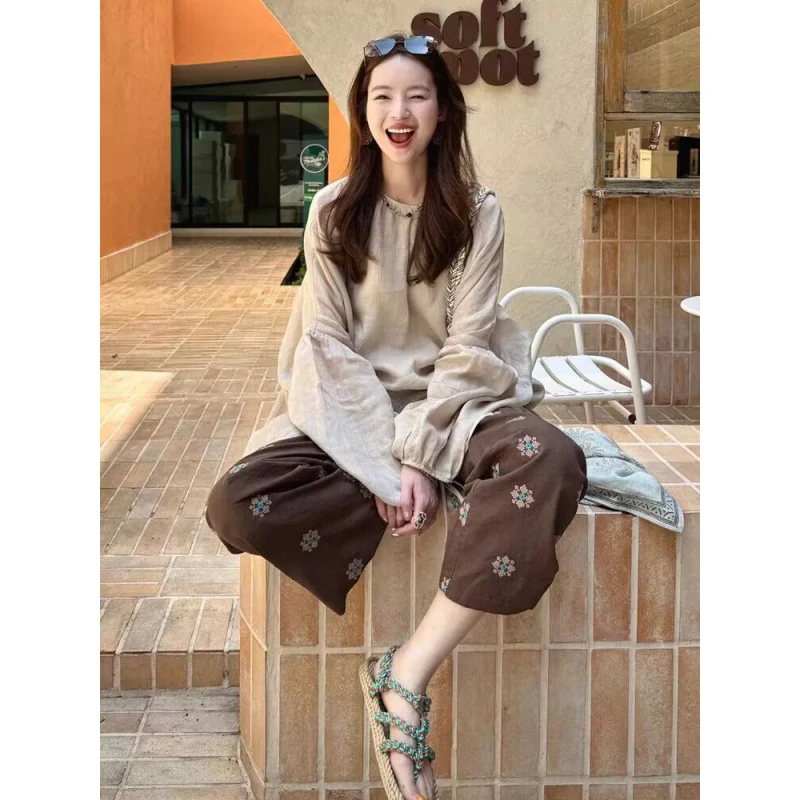 Write a lazy and relaxed thin loose sunscreen blouse top  summer new fat MM thin shirt - Deanwangkt