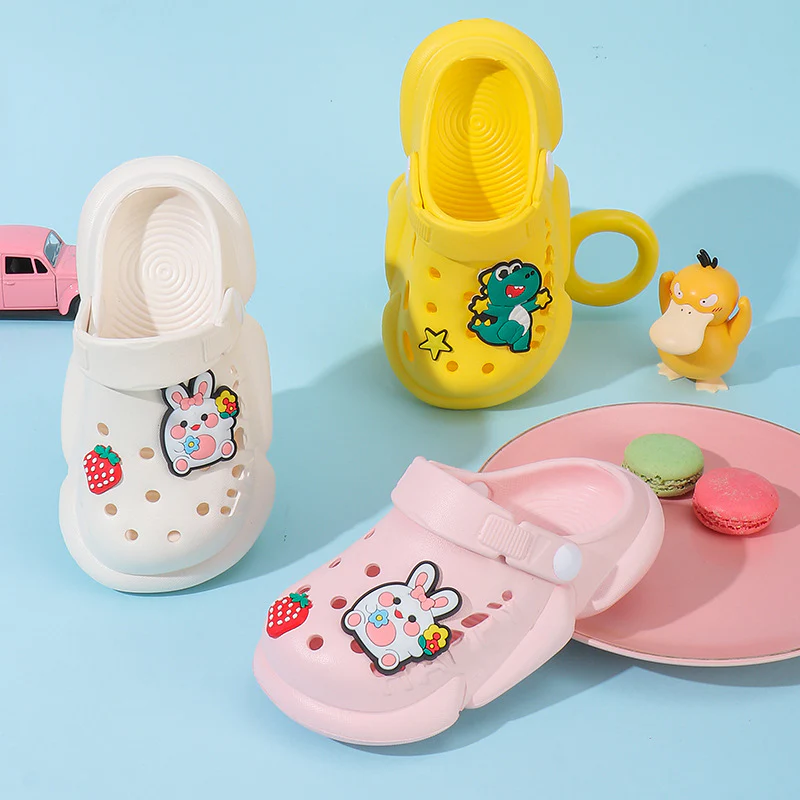 DEANWANGKT Baby Non-Slip Eva Slippers Cartoon Children's Closed Toe Hole Shoes Soft Soft Bottom Children Outer Sandals - Deanwangkt