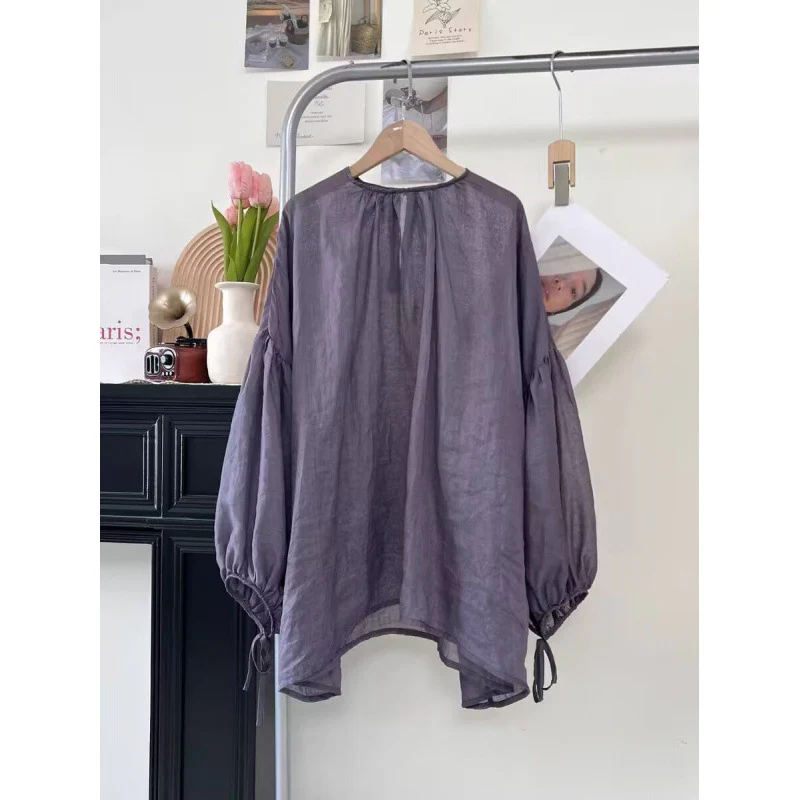 Write a lazy and relaxed thin loose sunscreen blouse top  summer new fat MM thin shirt - Deanwangkt