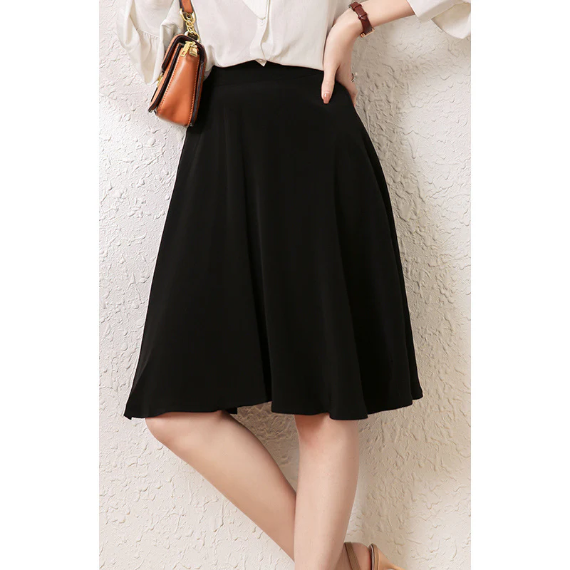 2025 Acetate skirt spring a word, comfort big swing skirt women's clothing  spring new high waist umbrella skirt medium and long skirt - Deanwangkt