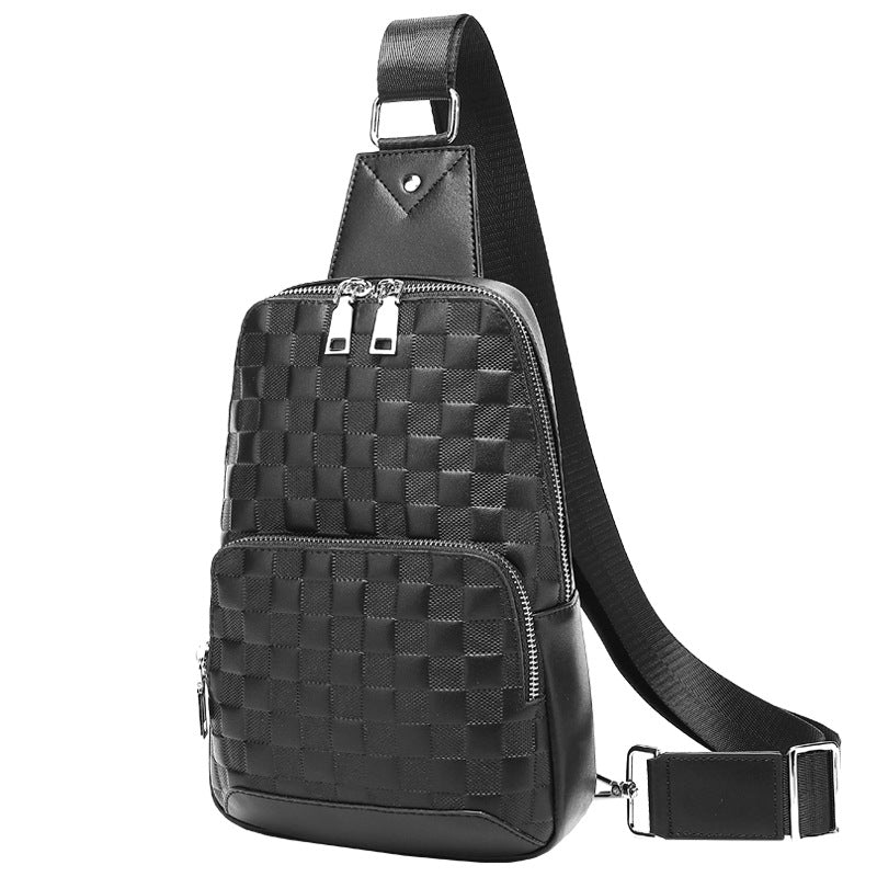 deanwangkt  New Plaid Crossbody Shoulder Bag Casual Fashion Trends Men's Backpack Cowhide Business Men's Chest Bag Genuine Leather - Deanwangkt